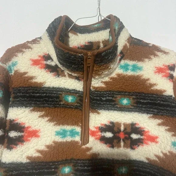 Wrangler Retro Southwestern Quarter Zip Sherpa Pullover - Picture 6 of 12